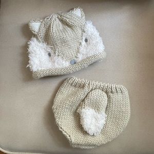 Baby Fox Knit Hat and Bloomer